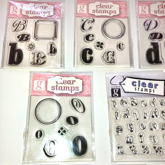STUDIO G Alphabet Clear Acrylic Cling Rubber Stamps Set of 8 (61 Pc) RARE, NEW! - Picture 4 of 12
